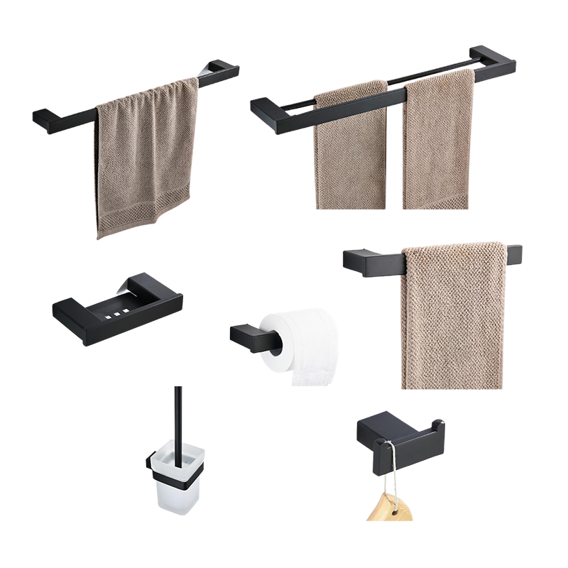 Amazon Hot Selling SUS 304 Stainless Steel Black Bathroom Sets Accessories