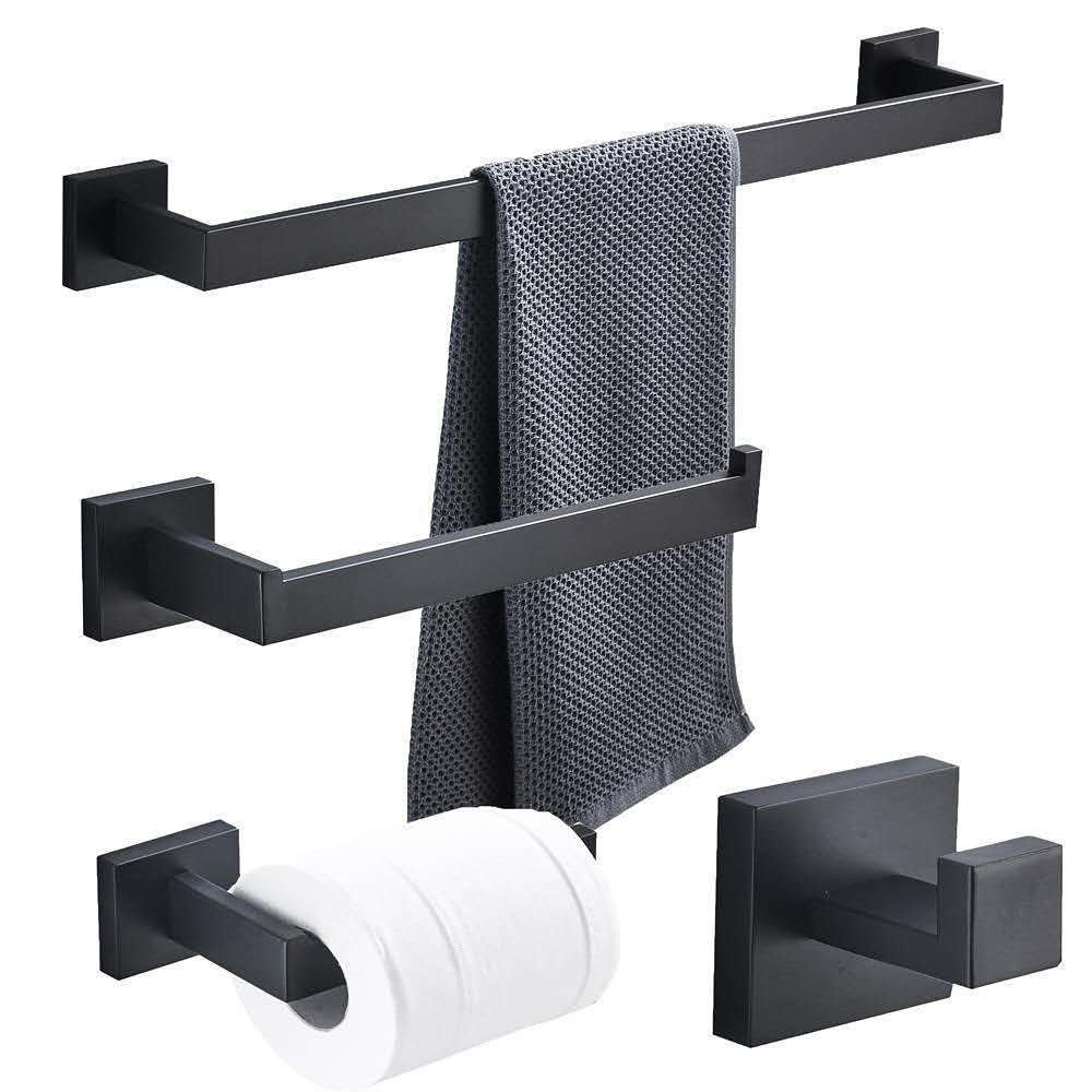 Modern Bathroom Accessories- 4-Piece Bathroom Hardware Set Bath Hardware Towel Bar Accessory Set