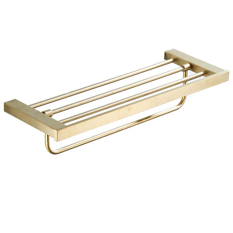 Wall mounted Brushed Gold Folding Towel Shelf Bathroom Accessories Towel Racks